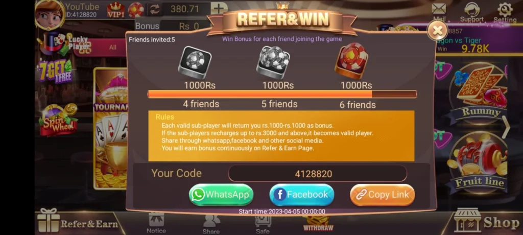 This Image Show 3Patti Blue Game Reward